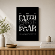 Faith Over Fear Christian Wall Art Bible Verse Poster Print Retro Dorm Room Decor Minimalist Scripture Large Wall Art Wall Art, Modern Wall Decor, 8x12 UNFRAMED - Format: Stretched Canvas