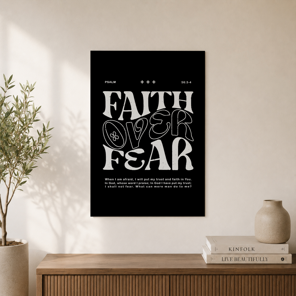 Faith Over Fear Christian Wall Art Bible Verse Poster Print Retro Dorm Room Decor Minimalist Scripture Large Wall Art Wall Art, Modern Wall Decor, 8x12 UNFRAMED - Format: Unframed Paper Poster