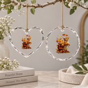 Fall Aesthetic Squirrel With Leaves Forest Animal Autumn Glass Ornament - Material: Heart Glass Ornament
