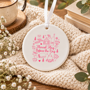 Fall Bachelorette Camping Adventure Ceramic Ornament - Material: Circle Ceramic Ornament