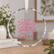 Fall Bachelorette Camping Adventure Ceramic Ornament - Material: Circle Glass Ornament