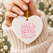 Fall Bachelorette Camping Adventure Ceramic Ornament - Material: Heart Ceramic Ornament