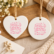 Fall Bachelorette Camping Adventure Ceramic Ornament - Material: Heart Ceramic Ornament