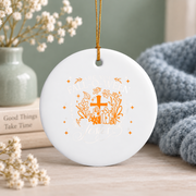 Fall Jesus Faith Autumn Christian Glass Ornament - Material: Circle Ceramic Ornament