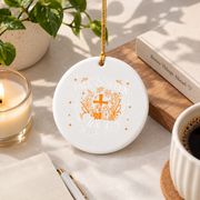 Fall Jesus Faith Autumn Christian Glass Ornament - Material: Circle Ceramic Ornament