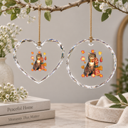 Fall Leaf Cat Autumn Lover Glass Ornament - Material: Heart Glass Ornament