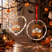 Fall O Ween Teacher Ghost Halloween Ornament Glass Ornament - Material: Circle Glass Ornament