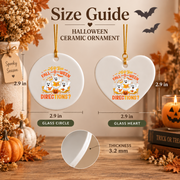 Fall O Ween Teacher Ghost Halloween Ornament Glass Ornament - Material: Heart Ceramic Ornament