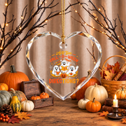 Fall O Ween Teacher Ghost Halloween Ornament Glass Ornament - Material: Heart Glass Ornament