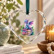 Fantasy Dragon Bookworm Reading Glass Ornament - Material: Heart Glass Ornament