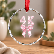 First Day School Coquette Bow Girl Gift Decoration Glass Ornament - Material: Circle Glass Ornament