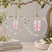 First Day School Coquette Bow Girl Gift Decoration Glass Ornament - Material: Heart Glass Ornament