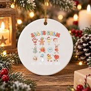 First Grade Teacher Christmas Glass Ornament - Material: Circle Ceramic Ornament