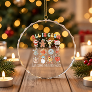 First Grade Teacher Christmas Glass Ornament - Material: Circle Glass Ornament