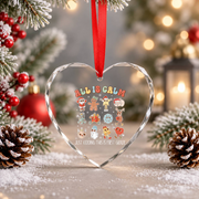 First Grade Teacher Christmas Glass Ornament - Material: Heart Glass Ornament