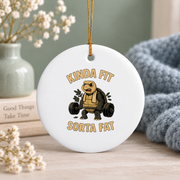 Fitness Turtle Gym Motivation Glass Ornament - Material: Circle Ceramic Ornament