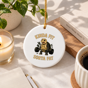 Fitness Turtle Gym Motivation Glass Ornament - Material: Circle Ceramic Ornament