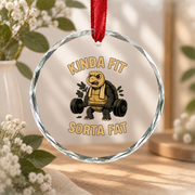Fitness Turtle Gym Motivation Glass Ornament - Material: Circle Glass Ornament