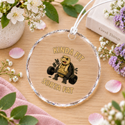 Fitness Turtle Gym Motivation Glass Ornament - Material: Circle Glass Ornament