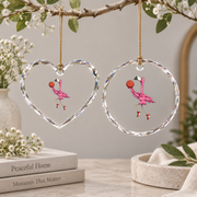 Flamingo Basketball Player Fun Design Glass Ornament - Material: Heart Glass Ornament
