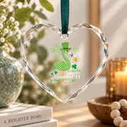 Flamingo Drinking Beer Shamrock Glass Ornament - Material: Heart Glass Ornament