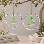 Flamingo Drinking Beer Shamrock Glass Ornament - Material: Heart Glass Ornament