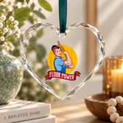 Flour Power Funny Baker Gift Pastry Lover Kitchen Decoration Glass Ornament - Material: Heart Glass Ornament