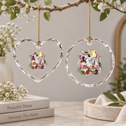 Fluffy Kittens Garden Animal Lover Glass Ornament - Material: Heart Glass Ornament