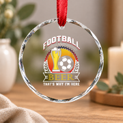 Football And Beer Game Day Gift Glass Ornament - Material: Circle Glass Ornament