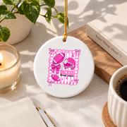 Football Coquette Bow Sports Girl Gift Decoration Glass Ornament - Material: Circle Ceramic Ornament