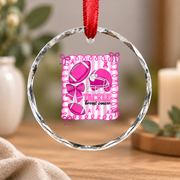 Football Coquette Bow Sports Girl Gift Decoration Glass Ornament - Material: Circle Glass Ornament
