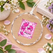 Football Coquette Bow Sports Girl Gift Decoration Glass Ornament - Material: Circle Glass Ornament