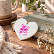 Football Coquette Bow Sports Girl Gift Decoration Glass Ornament - Material: Heart Ceramic Ornament