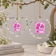 Football Coquette Bow Sports Girl Gift Decoration Glass Ornament - Material: Heart Glass Ornament