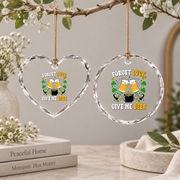 Forget Luck Give Me Beer Shamrock Glass Ornament - Material: Heart Glass Ornament