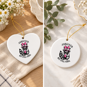 Forgiven But Still Feral Funny Quote Glass Ornament - Material: Heart Ceramic Ornament