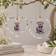 Forgiven But Still Feral Funny Quote Glass Ornament - Material: Heart Glass Ornament