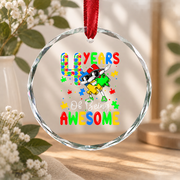 Four Years Being Awesome Autism Awareness Ornament Glass Ornament - Material: Circle Glass Ornament