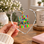 Four Years Being Awesome Autism Awareness Ornament Glass Ornament - Material: Heart Glass Ornament