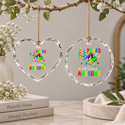 Four Years Being Awesome Autism Awareness Ornament Glass Ornament - Material: Heart Glass Ornament