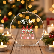 Fourth Grade Teacher Gnomies Christmas Glass Ornament - Material: Circle Glass Ornament