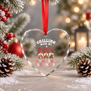 Fourth Grade Teacher Gnomies Christmas Glass Ornament - Material: Heart Glass Ornament