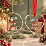 Fourth Grade Teacher Gnomies Christmas Glass Ornament - Material: Heart Glass Ornament