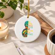 Frederick Douglass Black History Quote Glass Ornament - Material: Circle Ceramic Ornament