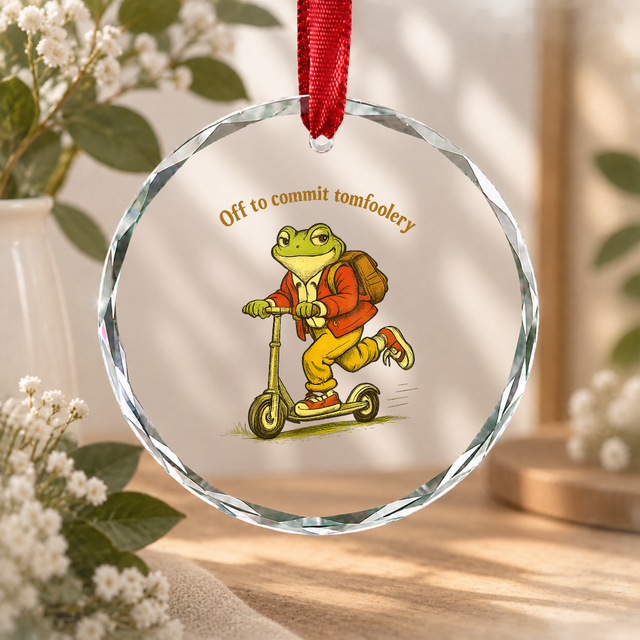 Frog Toad Cottagecore Funny Nature Glass Ornament - Material: Circle Glass Ornament