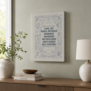 Fruit Of The Spirit Art, Love Joy Peace Scripture, Galatians 5:22 Artwork, Bible Verse, Christian Art, Scandinavian Folk Home Decor #2798, Unframed Poster Size 8x12 - Format: Stretched Canvas
