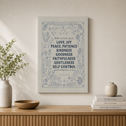 Fruit Of The Spirit Art, Love Joy Peace Scripture, Galatians 5:22 Artwork, Bible Verse, Christian Art, Scandinavian Folk Home Decor #2798, Unframed Poster Size 8x12 - Format: Stretched Canvas