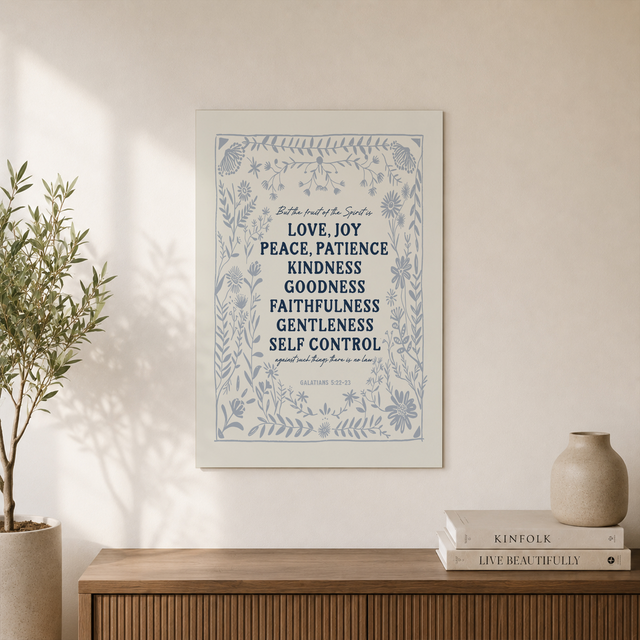 Fruit Of The Spirit Art, Love Joy Peace Scripture, Galatians 5:22 Artwork, Bible Verse, Christian Art, Scandinavian Folk Home Decor #2798, Unframed Poster Size 8x12 - Format: Unframed Paper Poster
