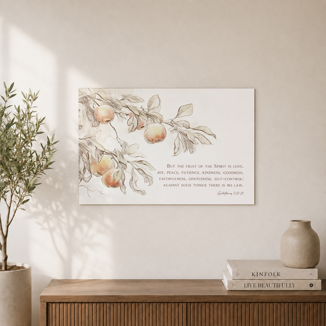 Fruit Of The Spirit Bible Verse Wall Art, Galatians 5:22-23 Christian Vintage Neutral Watercolor Religious Scripture Quote Artwork Wall Art, Modern Wall Decor, 24x36 UNFRAMED - Format: Unframed Paper Poster