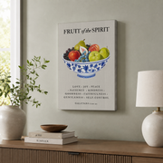Fruit Of The Spirit, Christian Wall Art, Chinoiserie Wall Art, Bible Verse Poster Gift, Art, Trendy Apartment Kitchen Decor Wall Art, Modern Wall Decor, 16x24 UNFRAMED - Format: Stretched Canvas